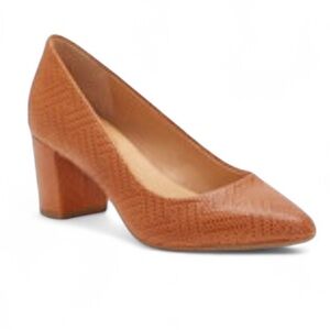 Corso Como Tan Block Heel Pointed Toe Pumps